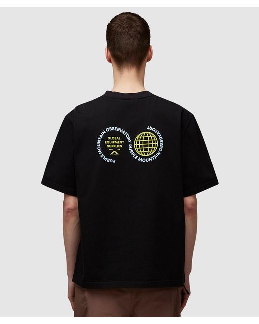 Purple Mountain Observatory Black Globe T-Shirt for men