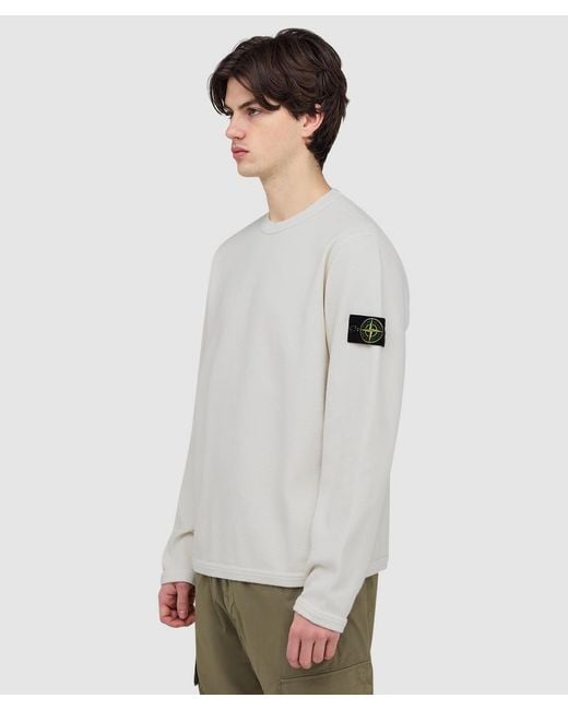 Stone Island White Mesh Stitch Fleece Sweatshirt (Ivory for men