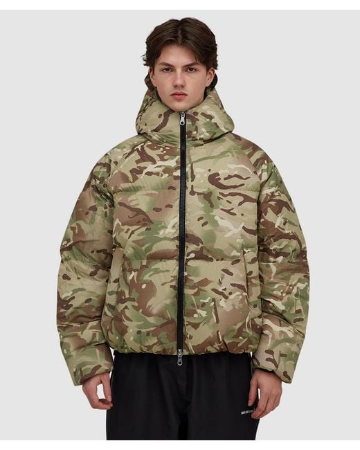 Cole Buxton Brown Multicam Hooded Down Jacket (Multicam for men