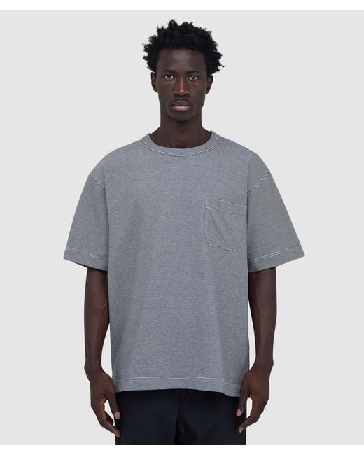Nanamica Gray Micro Stripe Pocket T-Shirt X for men