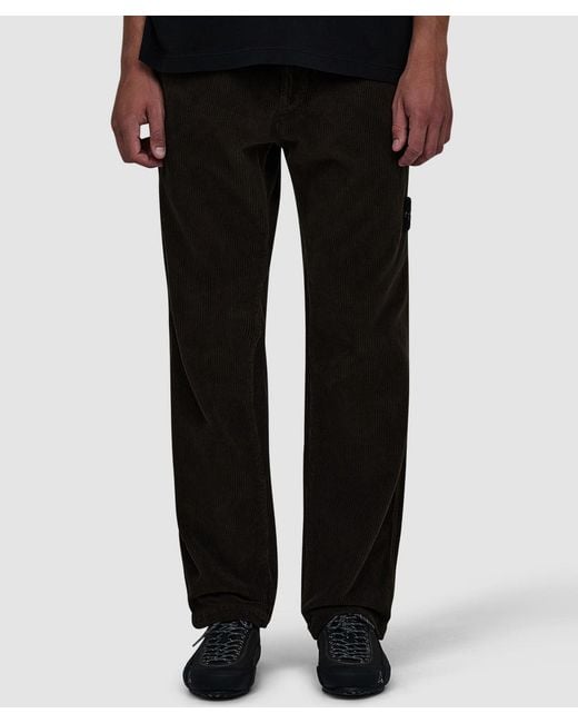 Stone Island Black Organic Cotton Corduroy 800 Pant for men
