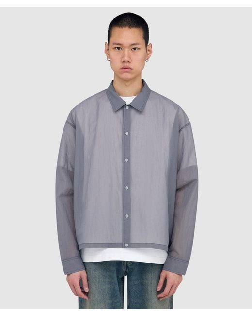 Beams Plus Gray Sheer Coach Shirt for men