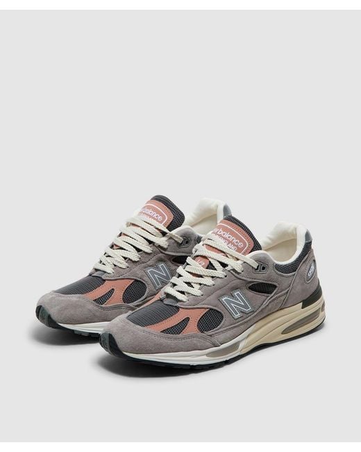 New Balance White Miuk 991V2 Sneaker (Elephant Skin Cork Dark Gull for men