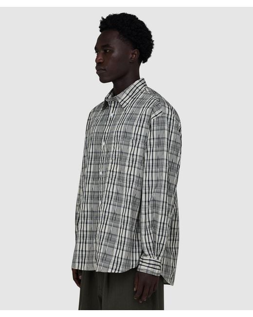 FRIZMWORKS Gray Gathered Check Shirt for men
