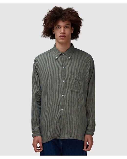 Beams Plus Gray Open B.D. Plaid Shirt for men