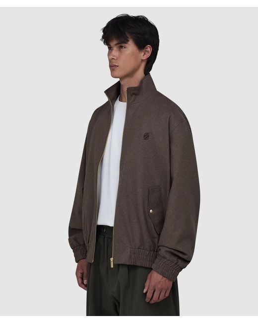 Drole de Monsieur Brown Embroidered Flannel Track Jacket (Light for men