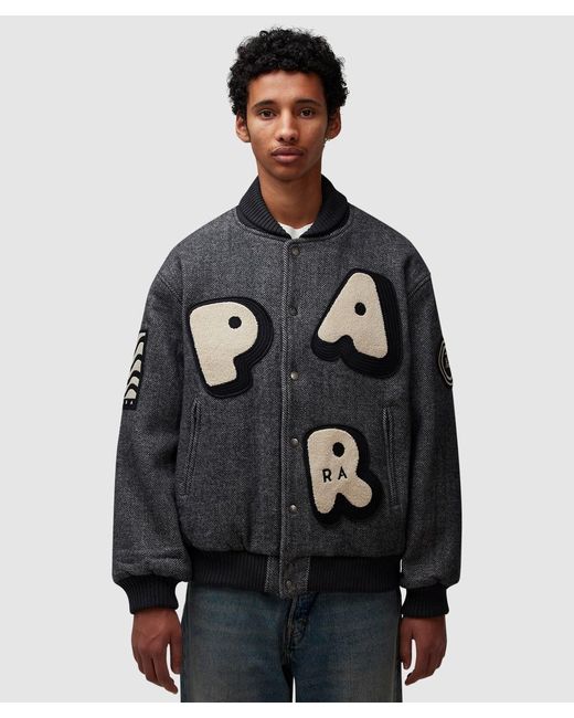 Parra Black Rounded Par Varsity Jacket for men