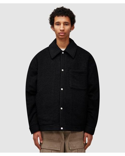 Cole Buxton Black Wool Overshirt for men