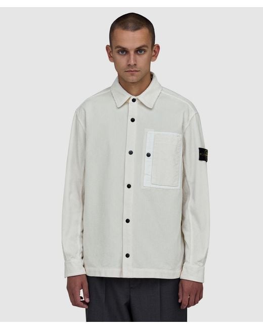 Stone Island Gray Organic Cotton Corduroy 800 Shirt for men