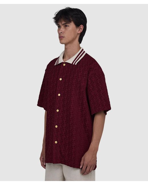 Drole de Monsieur Red Monogram Shirt (Wine for men