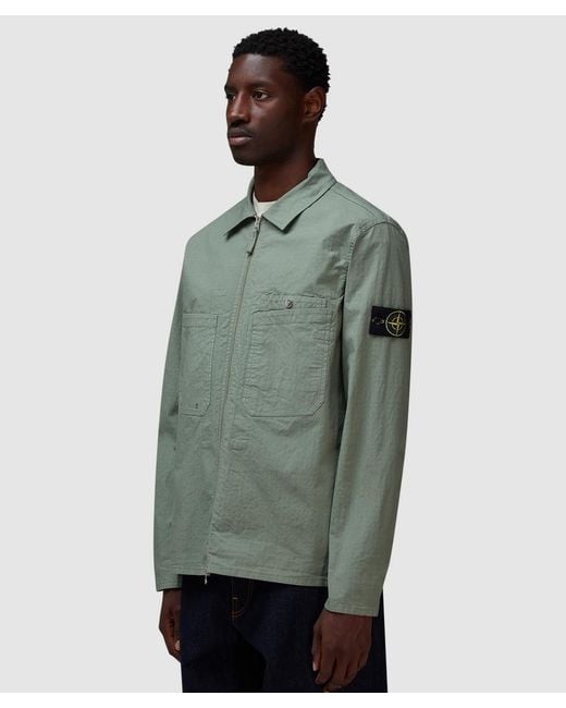 Stone Island Green Mil-Spec Zipped Overshirt for men