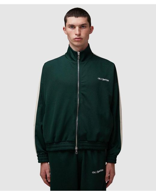 Cole Buxton Green Crochet Stripe Track Jacket for men
