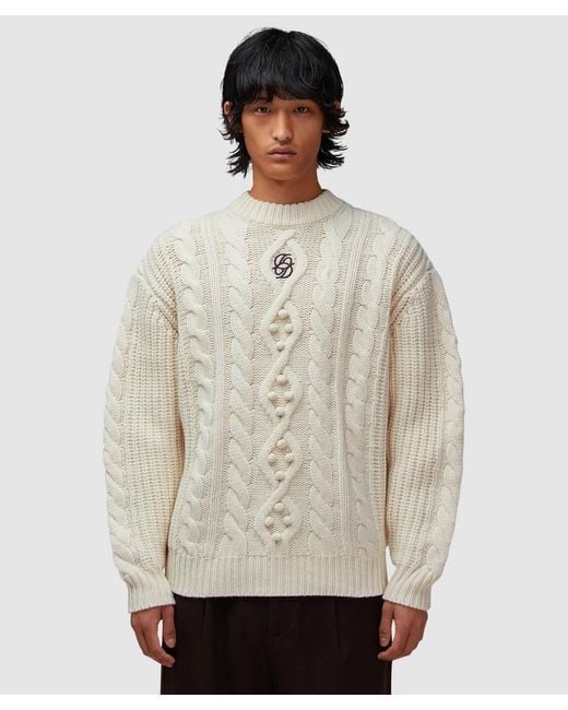 Drole de Monsieur Natural Torsade Stitch Knit Sweater (Off for men