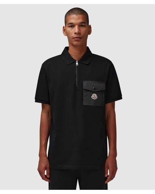 Moncler Black Piquet Pocket Polo Shirt for men