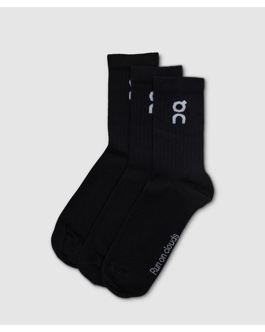 On Shoes Black Logo High 3 Pack Sock