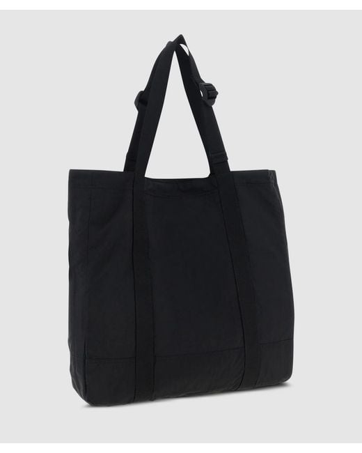 Stone Island Black Coated Metal Econyl Tote Bag