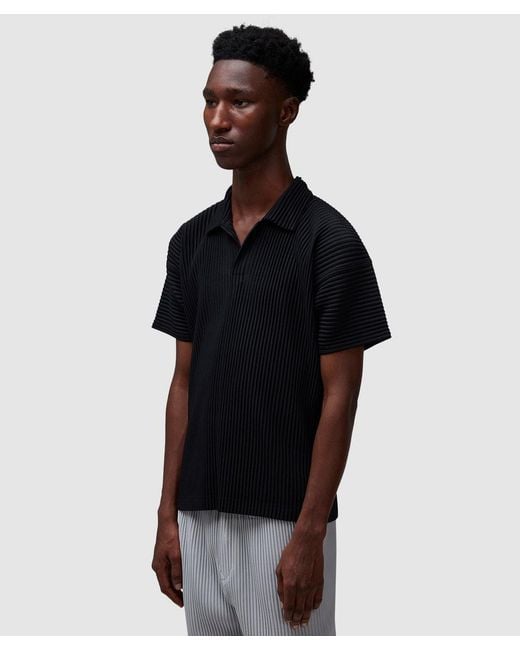 Homme Plissé Issey Miyake Black Basic Pleats Polo Shirt for men