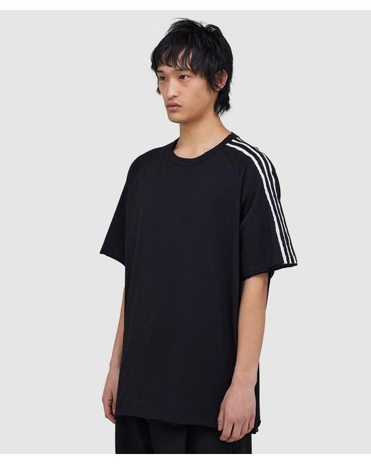 Y-3 Black Raw Edge Short Sleeve T-Shirt for men
