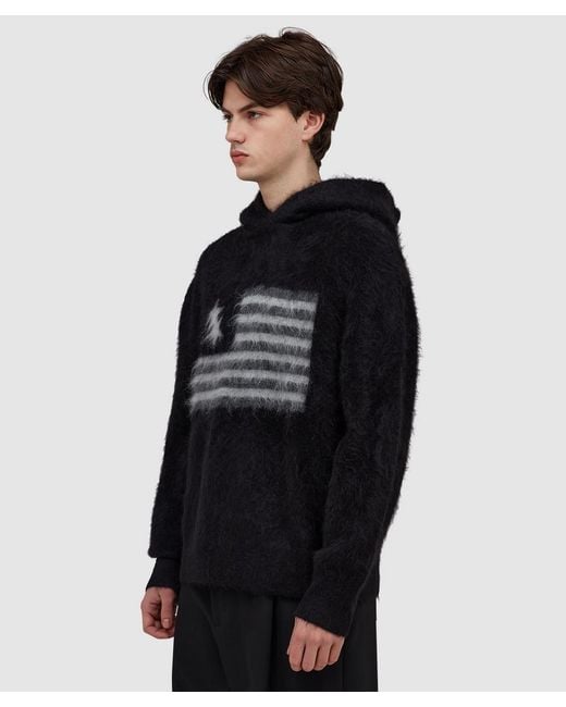 Cole Buxton Black American Knit Hoodie for men