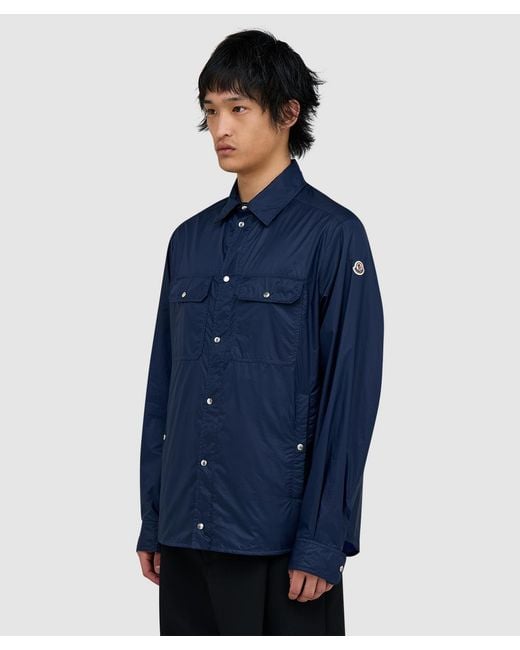 Moncler Blue Nylon Ripstop Overshirt for men
