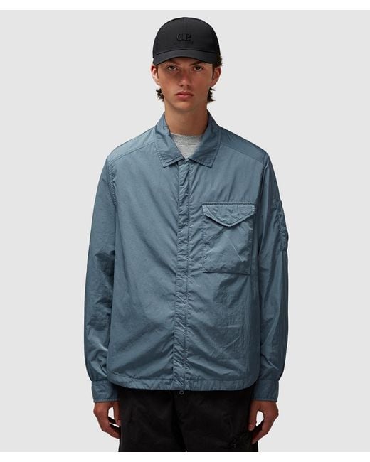 C P Company Blue Chrome-R Lens Overshirt for men