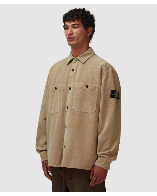 Stone Island Brown 800 Corduroy Overshirt (Desert for men