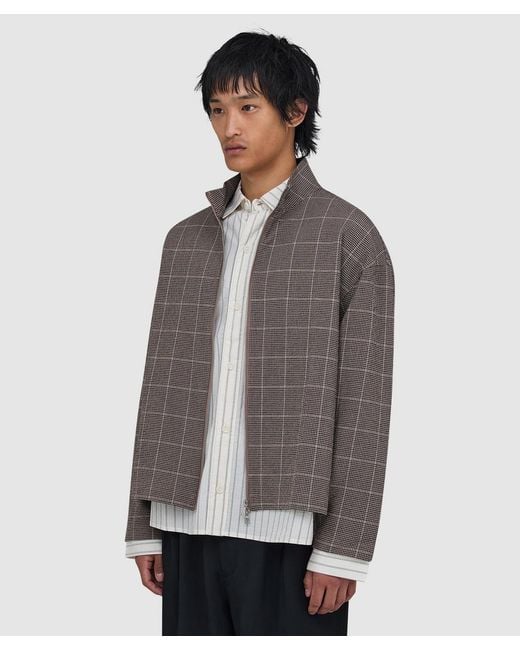 MKI Miyuki-Zoku Brown Seersucker Check Track Jacket for men