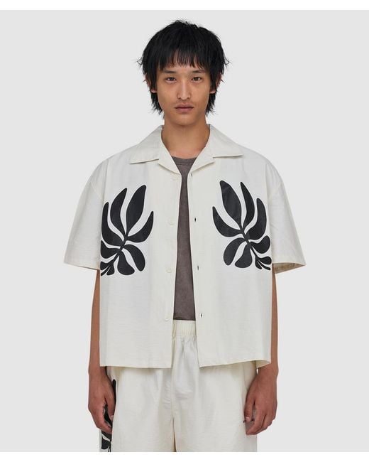 MKI Miyuki-Zoku White Botanical Print Vacation Shirt (Bone for men