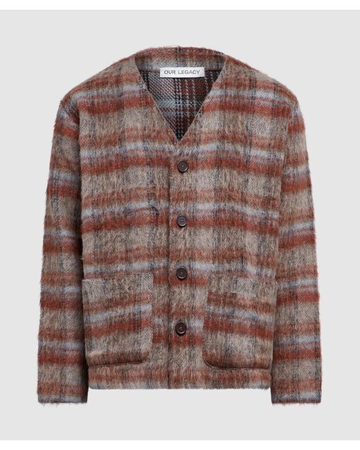 Our Legacy Brown Check Mohair Cardigan for men