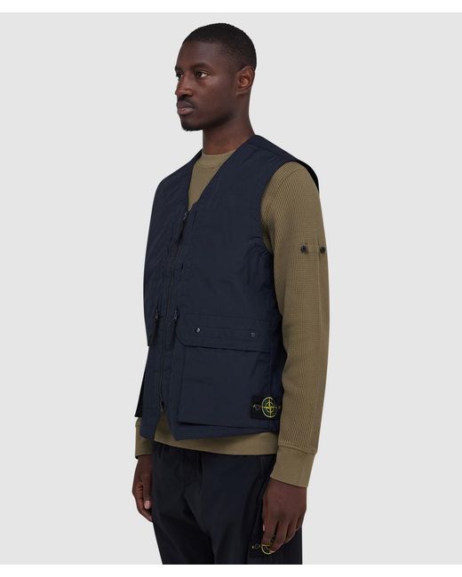 Stone Island Blue Metal Lamina Poly Ripstop Gilet for men