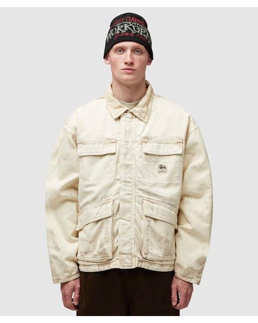 Stussy Natural Distressed Canvas Shop Jacket for men