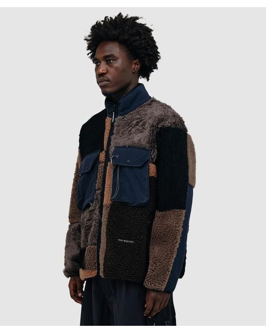And Wander Blue Mix Boa Jacket for men