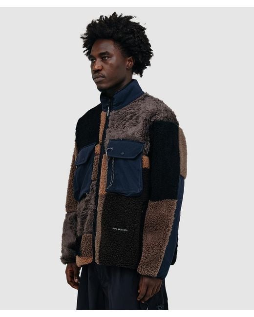 And Wander Blue Mix Boa Jacket for men
