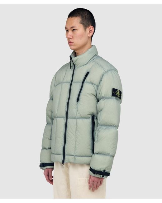 Stone Island Green Seam Faded Tela Down Jacket (Sage for men