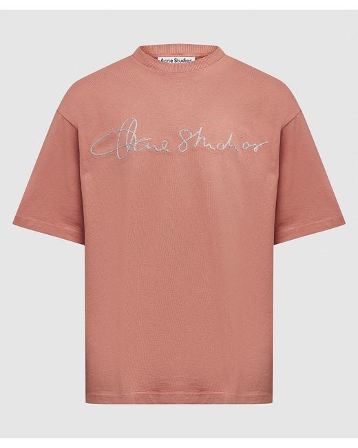 Acne Pink Edlund Lurex T-shirt for men
