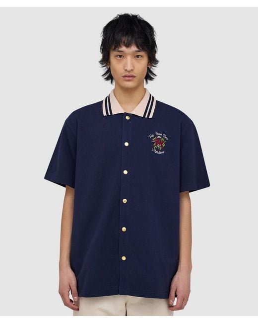 Drole de Monsieur Blue Rose Short Sleeve Shirt for men