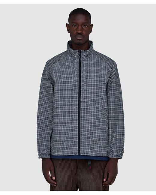 Gramicci Blue Mini Check Nylon Jacket for men