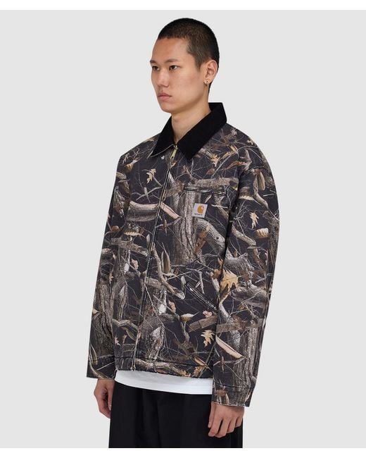 Carhartt Black Og Detroit Jacket (Camo Feather Tree for men