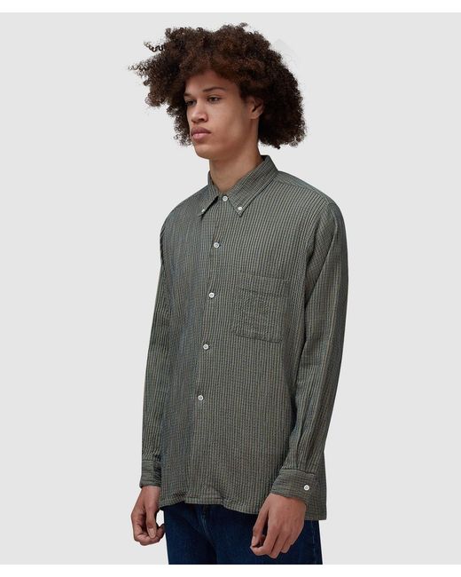 Beams Plus Gray Open B.D. Plaid Shirt for men
