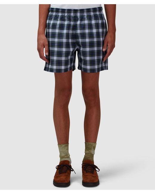 Noah NYC Blue Cotton Tartan Valley Short (Gordon for men