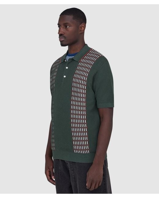 Beams Plus Green Knit Polo Shirt for men