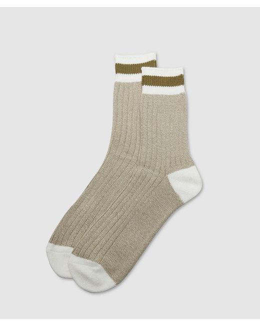 Anonymous Ism White Tuck Cuff Stripe Crew Sock
