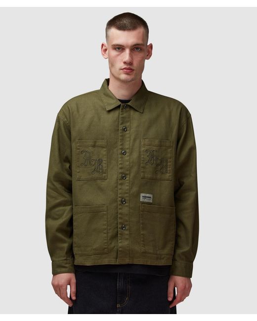 Neighborhood Green Embroidery Shirt Drab for men