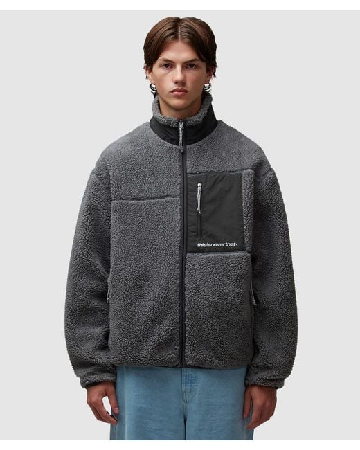 Thisisneverthat Gray Sp Sherpa Fleece Jacket for men
