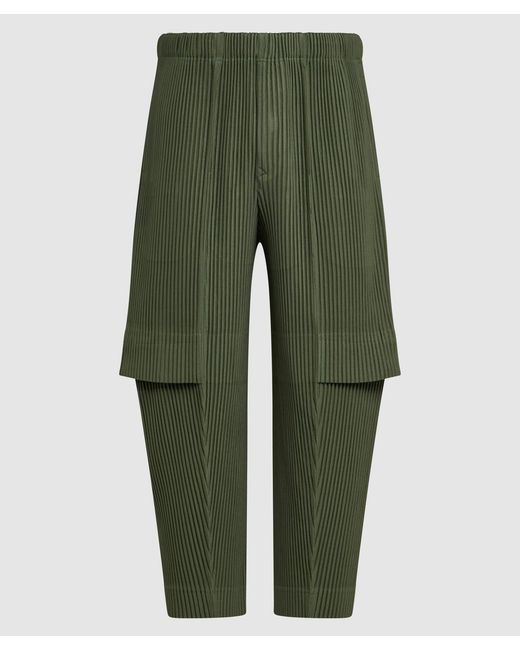 Homme Plissé Issey Miyake Green Pleated Cargo Trouser for men