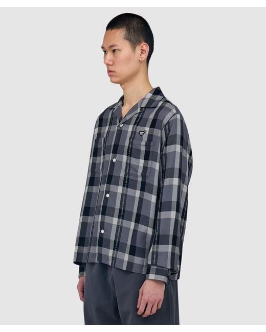 Human Made Blue Open Collar Check Shirt for men