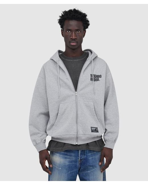 Neighborhood Gray Classic Logo Zip Hoodie for men