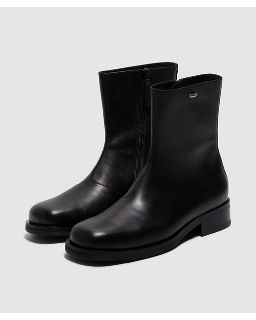 Our Legacy Black Leather Camion Square-Toe Work Boots