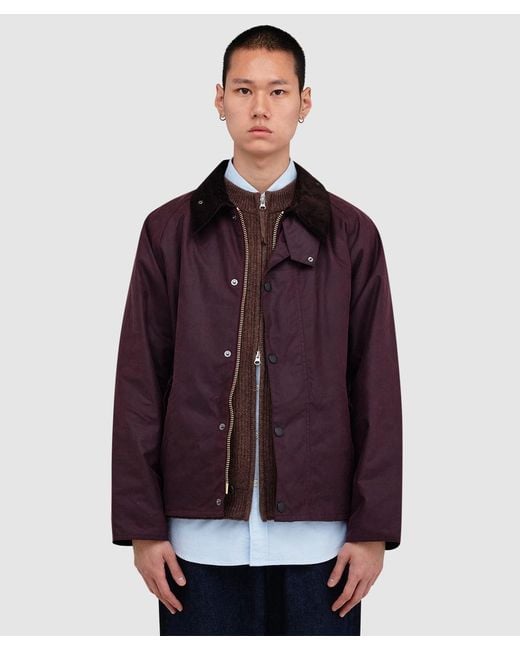 Barbour Oversized Transport Wax Jacket (Bordeaux in Purple for Men