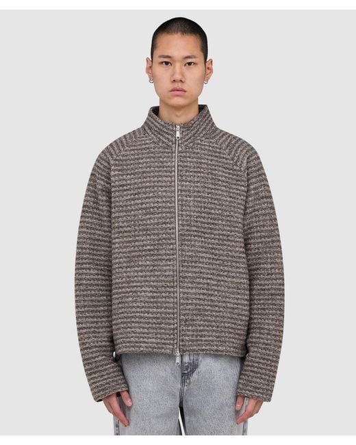 mfpen Gray Leisure Zip Up Jacket (Shredded Stripe for men